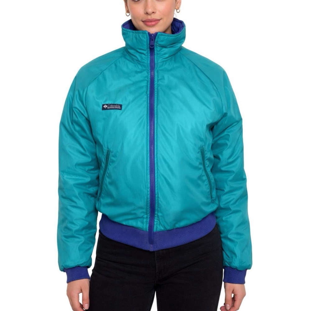 Vintage Columbia Reversible Jacket Womens M Blue Purple 90s Thinsulate Bomber